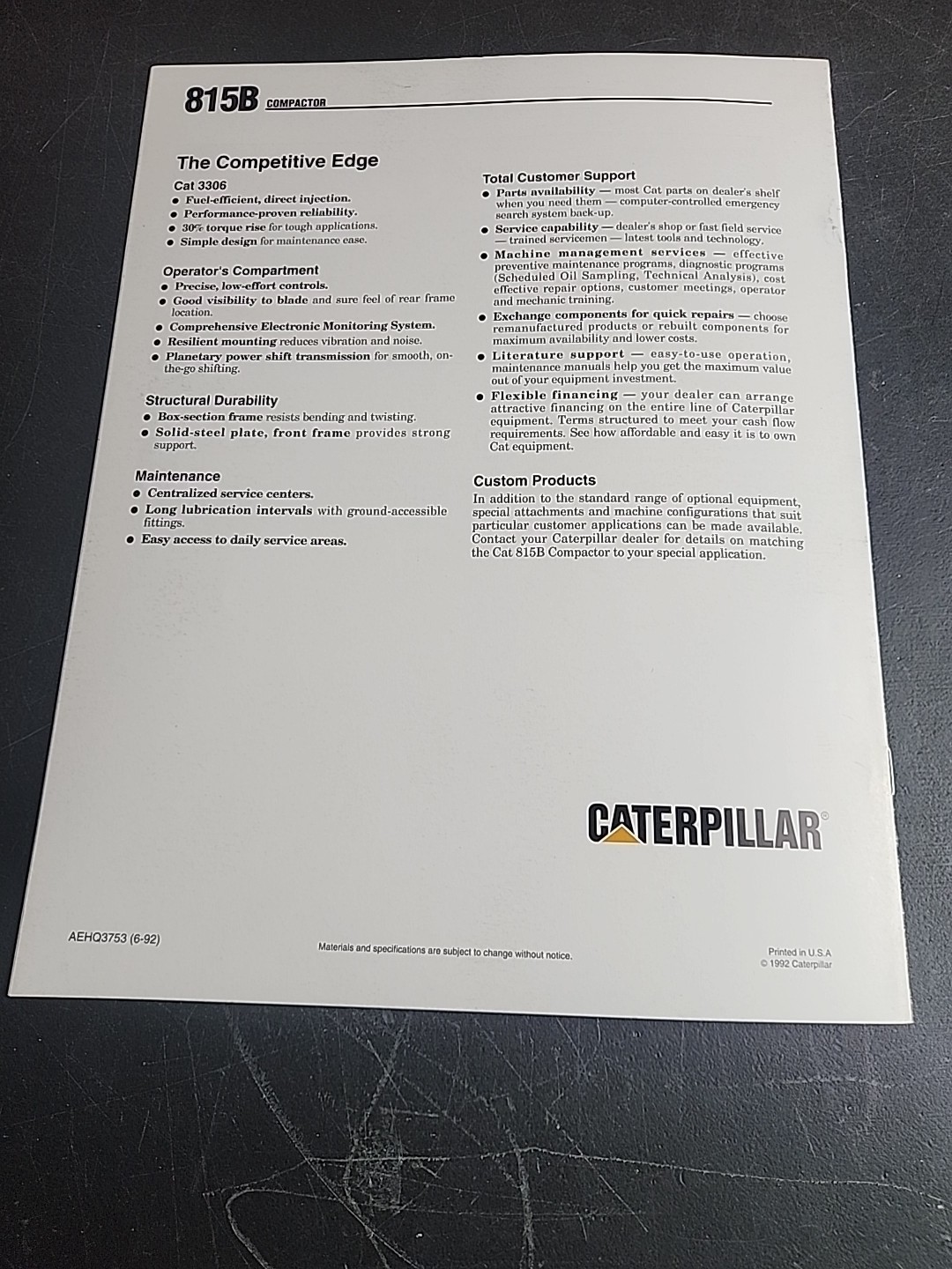 Caterpillar 815B Compactor Brochure