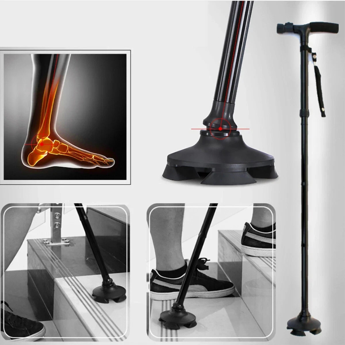New Folding Walking Cane with LED Light Adjustable Walking Stick
