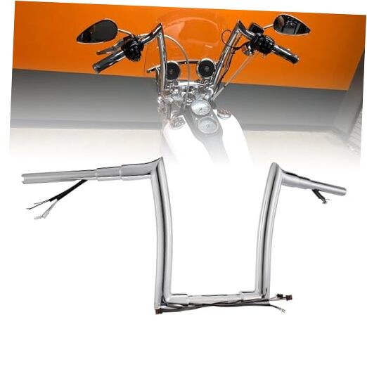 Pre-wired 12" Rise Sportster Dyna Softail Meathook Handlebars 1-1/2" Fat Ape