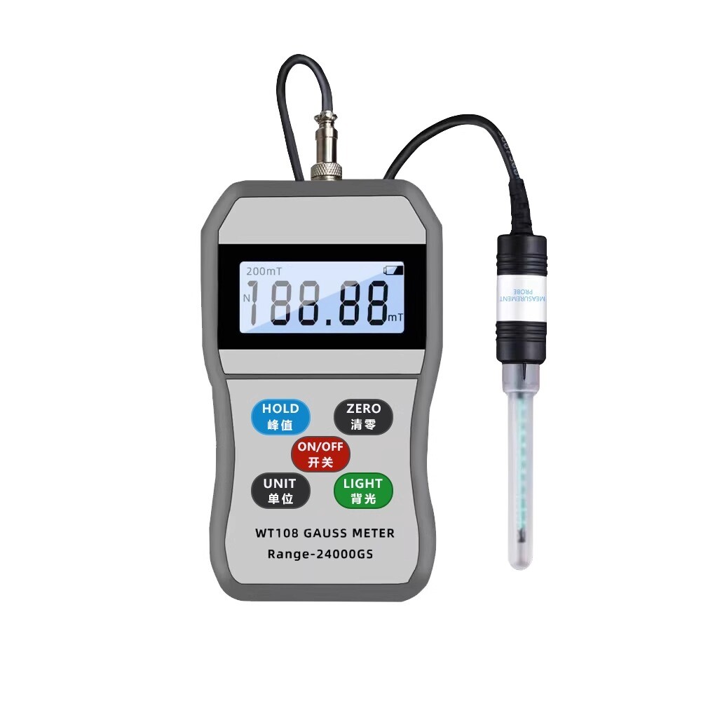 WT108 Gaussmeter Magnetic Field Strength Tester Digital Display Handheld Meter