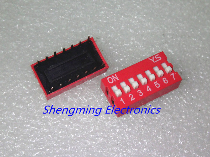10PCS Slide Type Switch Module 7-Bit 2.54mm 7 Position Way DIP  Red Pitch
