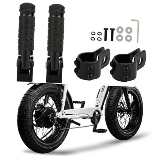Passenger Foot Pegs M8 Foldable Footrest Rearsets 90 Degree E-bike Passenger