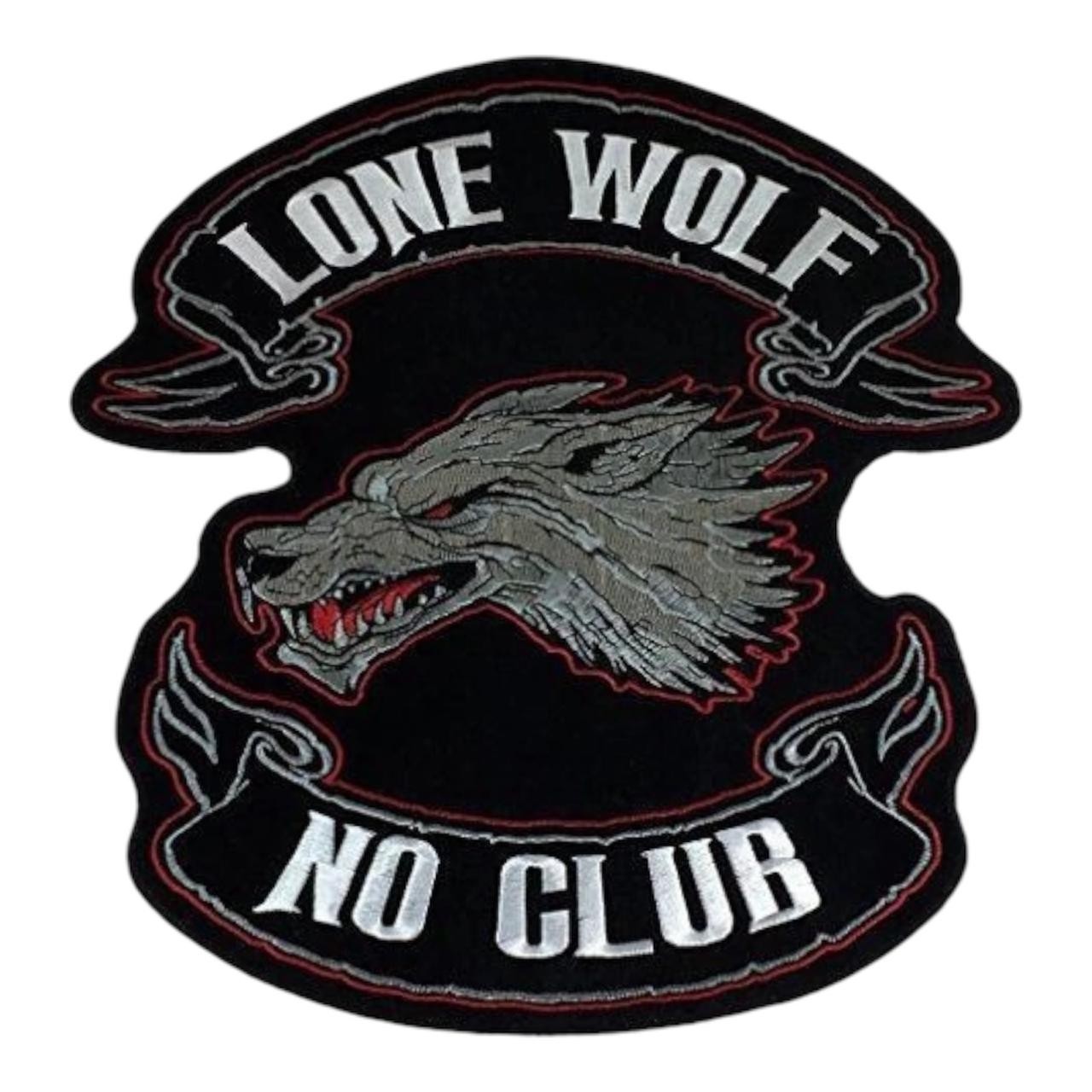 LARGE LONE WOLF NO CLUB BACK PATCH MC MOTORCYCLE BIKER REBEL INDEPENDENT FREE