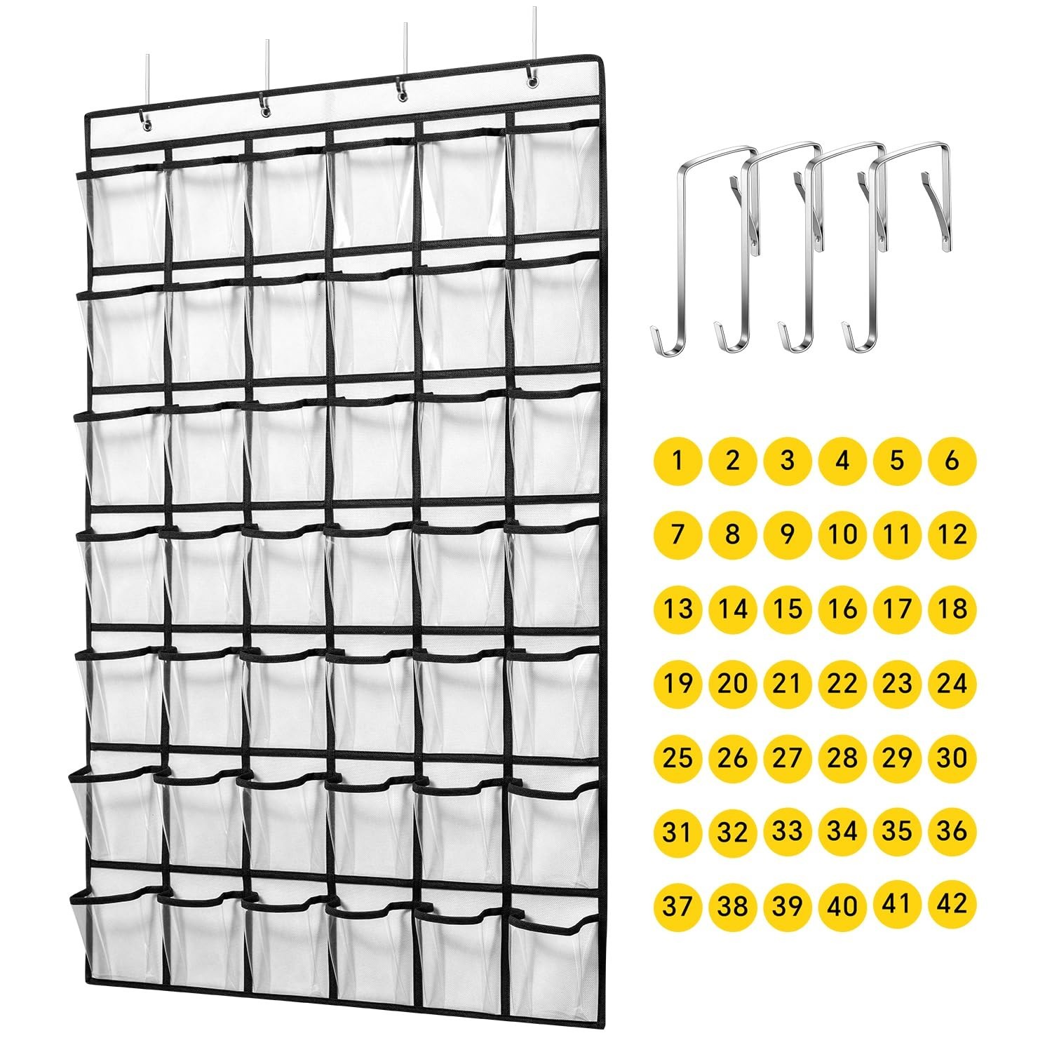 42 Clear Pockets Classroom Pocket Chart for Cell Phones and Calculator, Pocke...