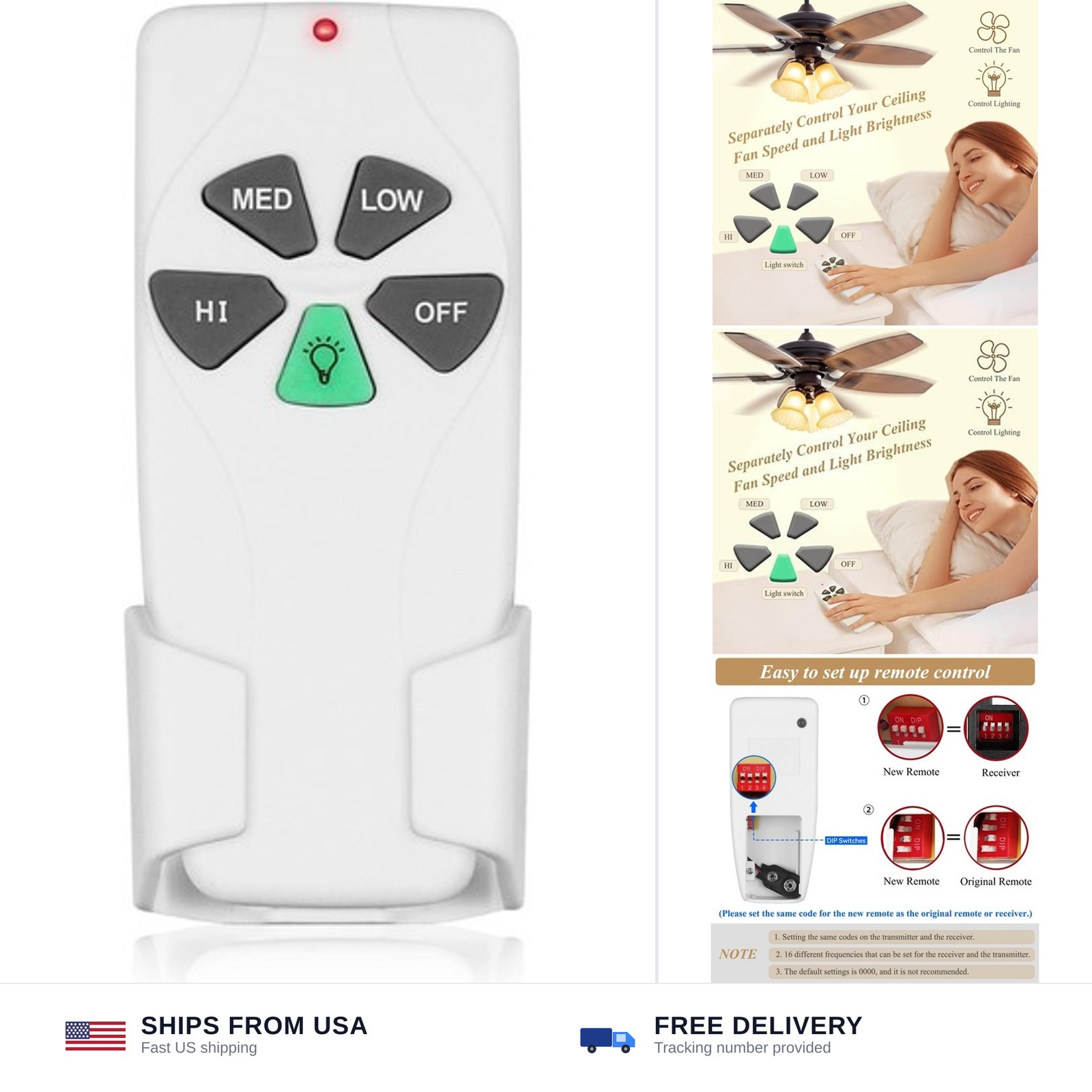 Ceiling Fan Remote Control Replacement, FAN-53T Remote for Harbor Breeze | Wo...
