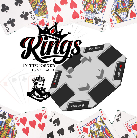 Kings in the Corner Game Board Tray | 3D Printed Card Organizer | Made in USA
