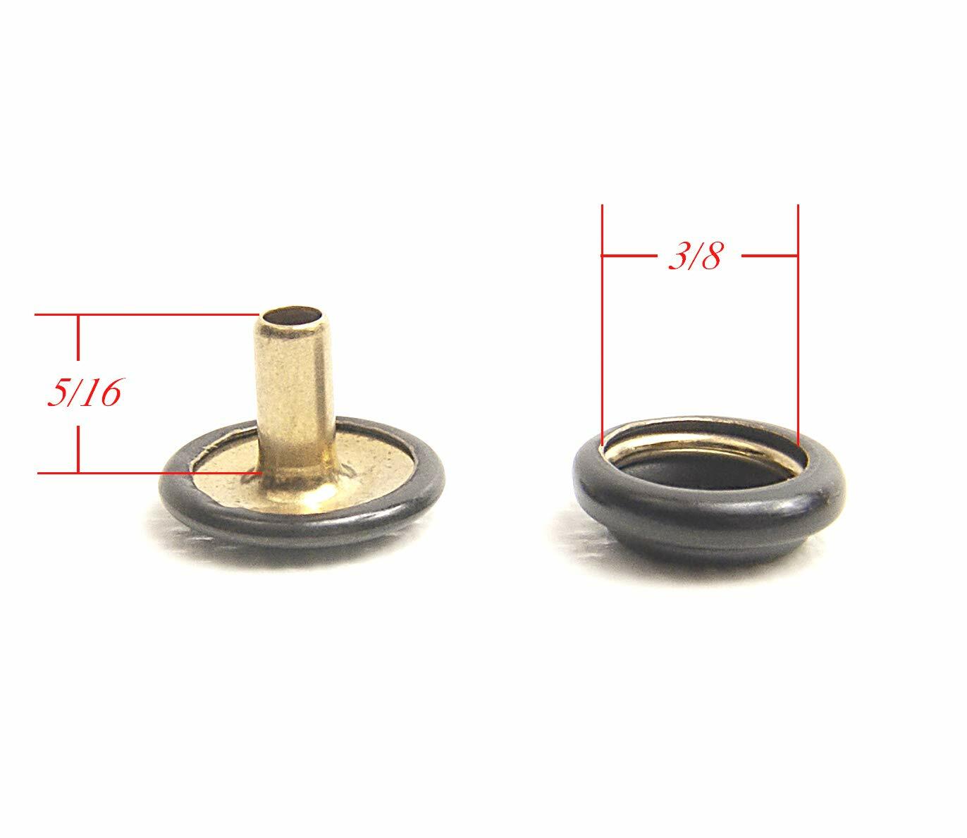 Snap Set with Extra Long Posts for Thick Fabric or Carpet, Black Oxide Finish