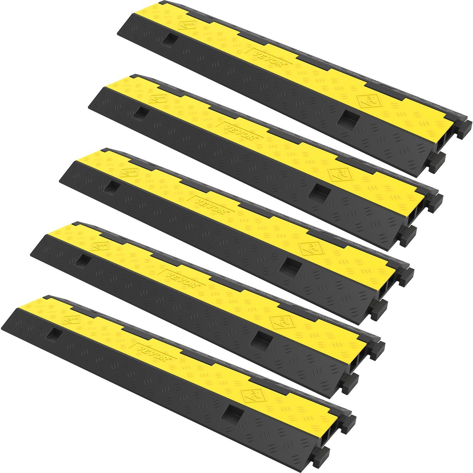 5 Packs Cable Protector Ramp Rubber Modular Speed Bump 11000 LBS Load Capacity