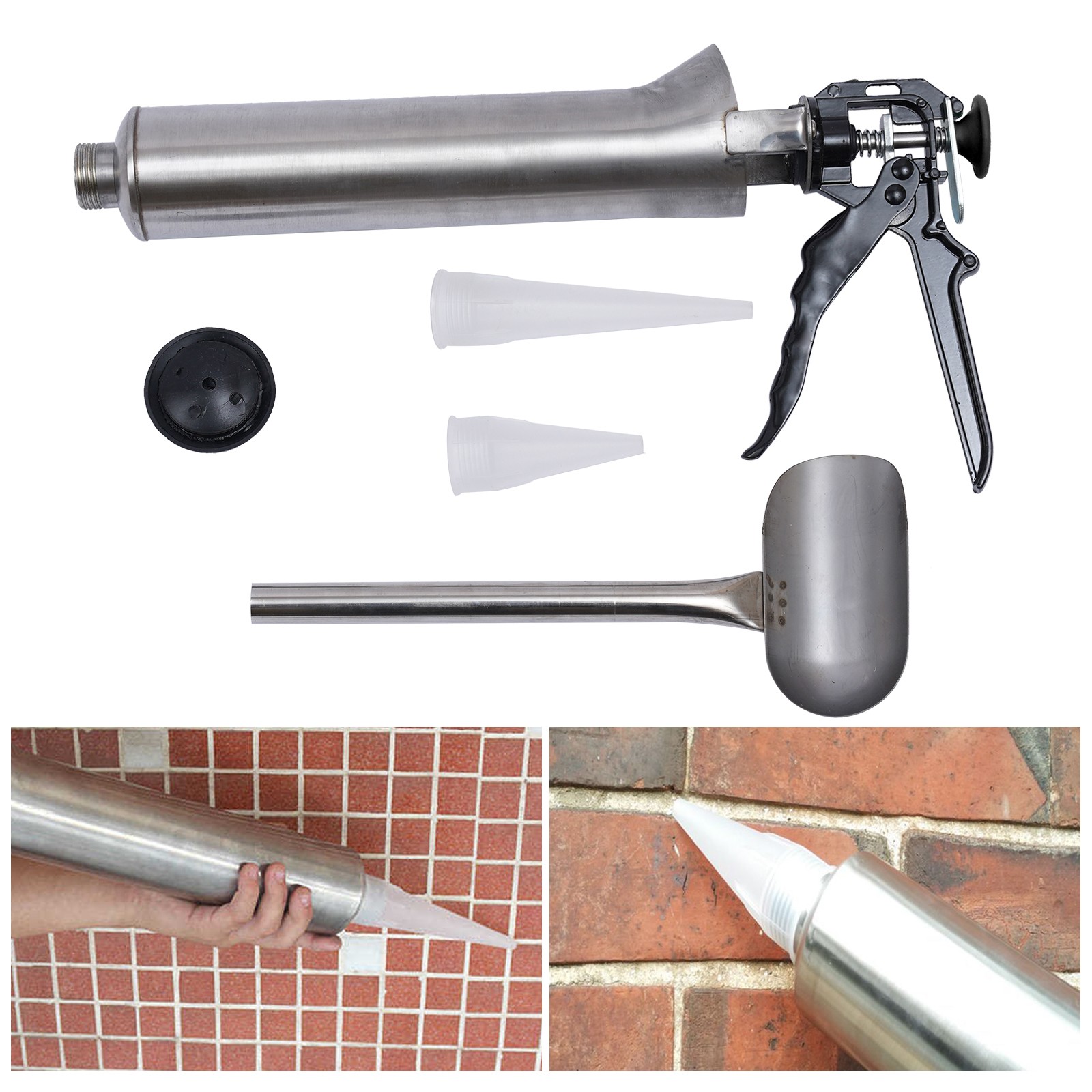 Mortar Pointing Grouting Gun Cement Grout Mortar Caulk Pointing Gun Stainless US