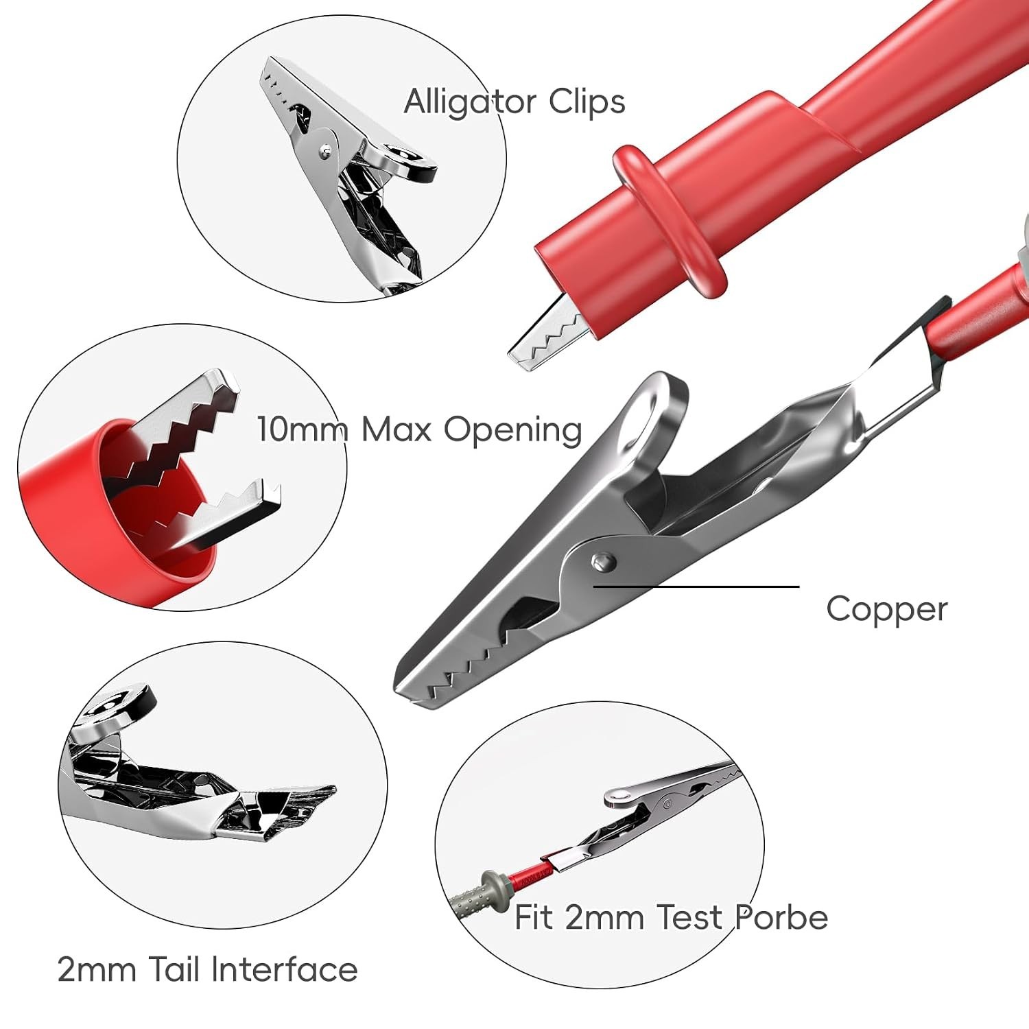 6PCS Multimeter Leads Kit with Push On Alligator Clips | Precision Sharp Pro...