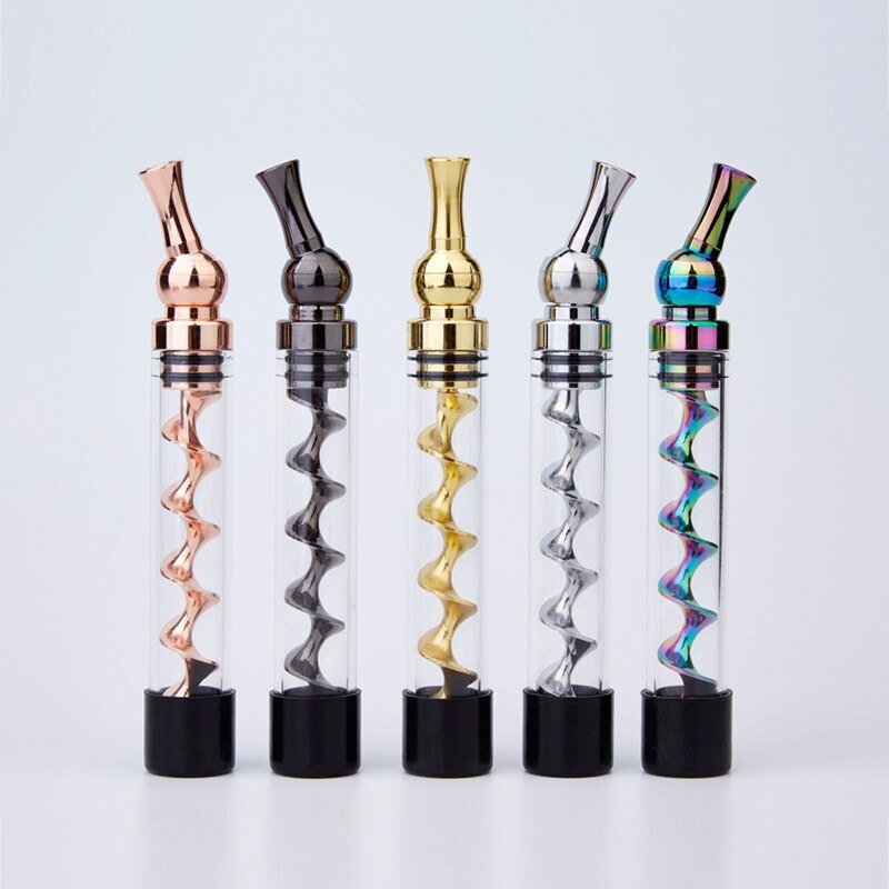 Smoking 7P Plus Twisty Glass Blunt Vaporizer Rotating Metal Tip W/ Clean Brush