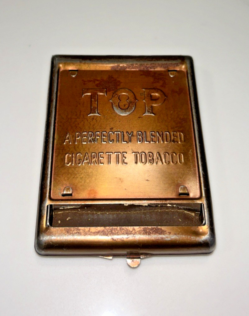 Vintage TOP Pocket Cigarette Roller Copper 4.5" Pop Out Lid
