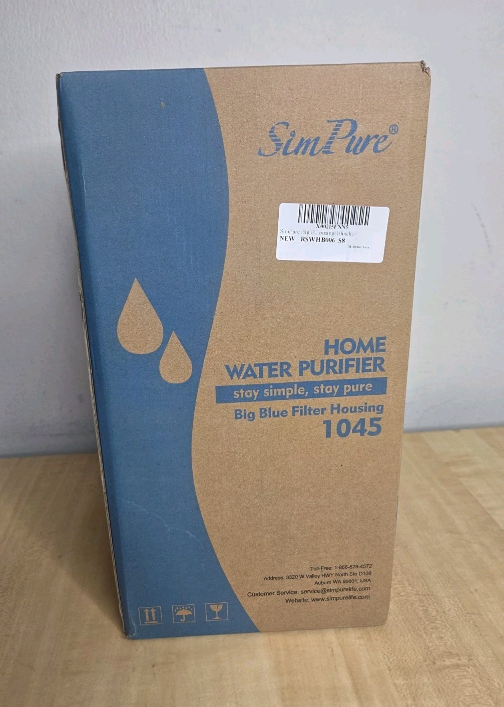 SimPure 1045 Whole House Water Purifier Home Filter Filtration Housing Clear