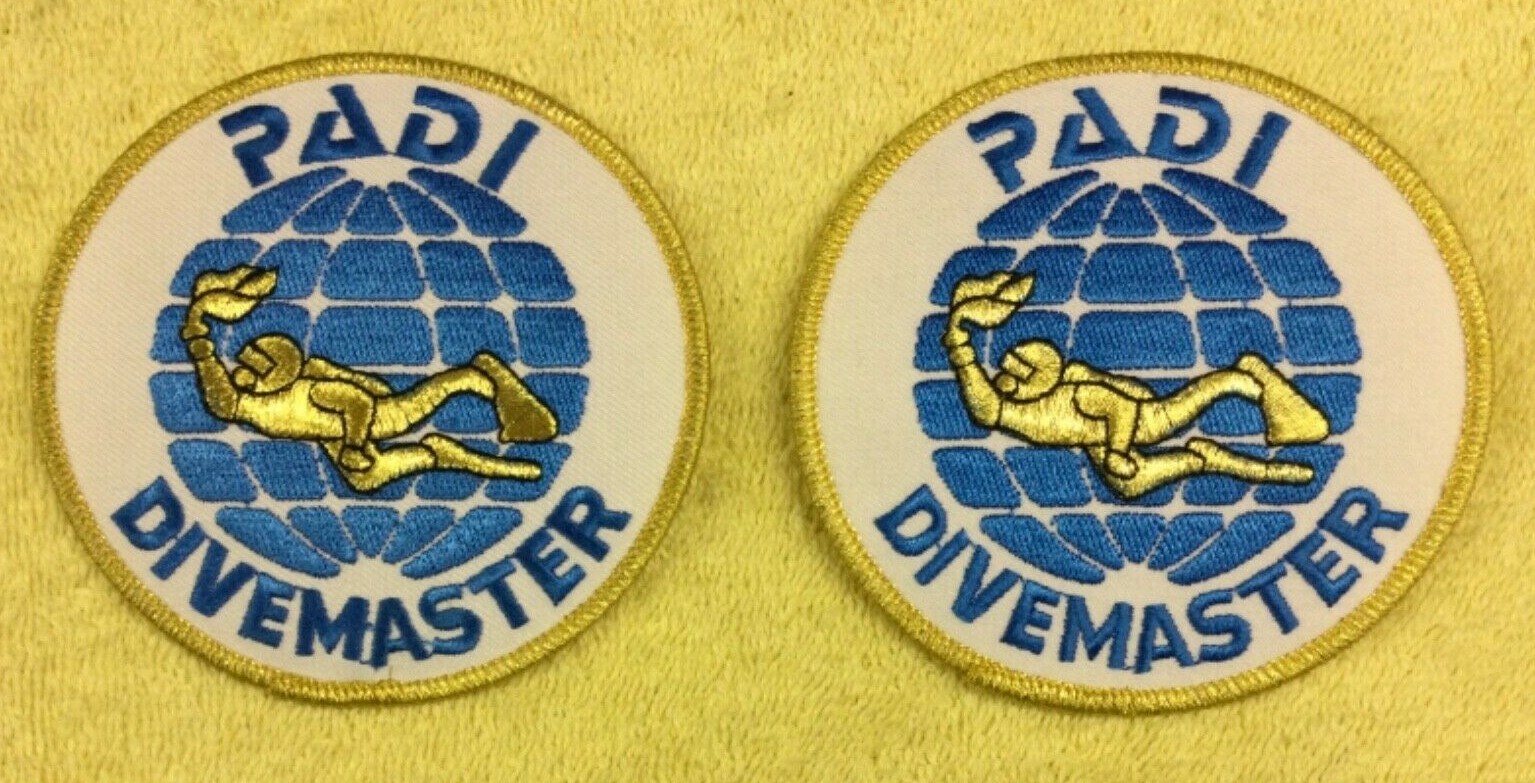 PADI DIVEMASTER SCUBA PATCHES - 2 PATCHES TOTAL -