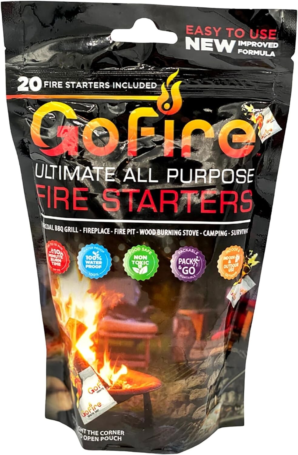 Package of 20 GoFire Ultimate All Purpose Fire Starters Start Indoor Outdoor