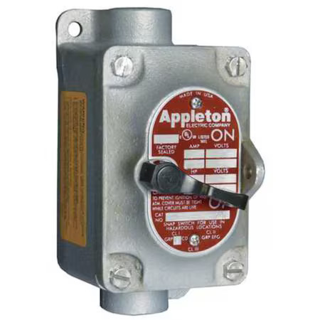 Appleton Electric Edsc175-F2 Tumbler Switch, Edsc Series, 1 Gang, 2-Pole
