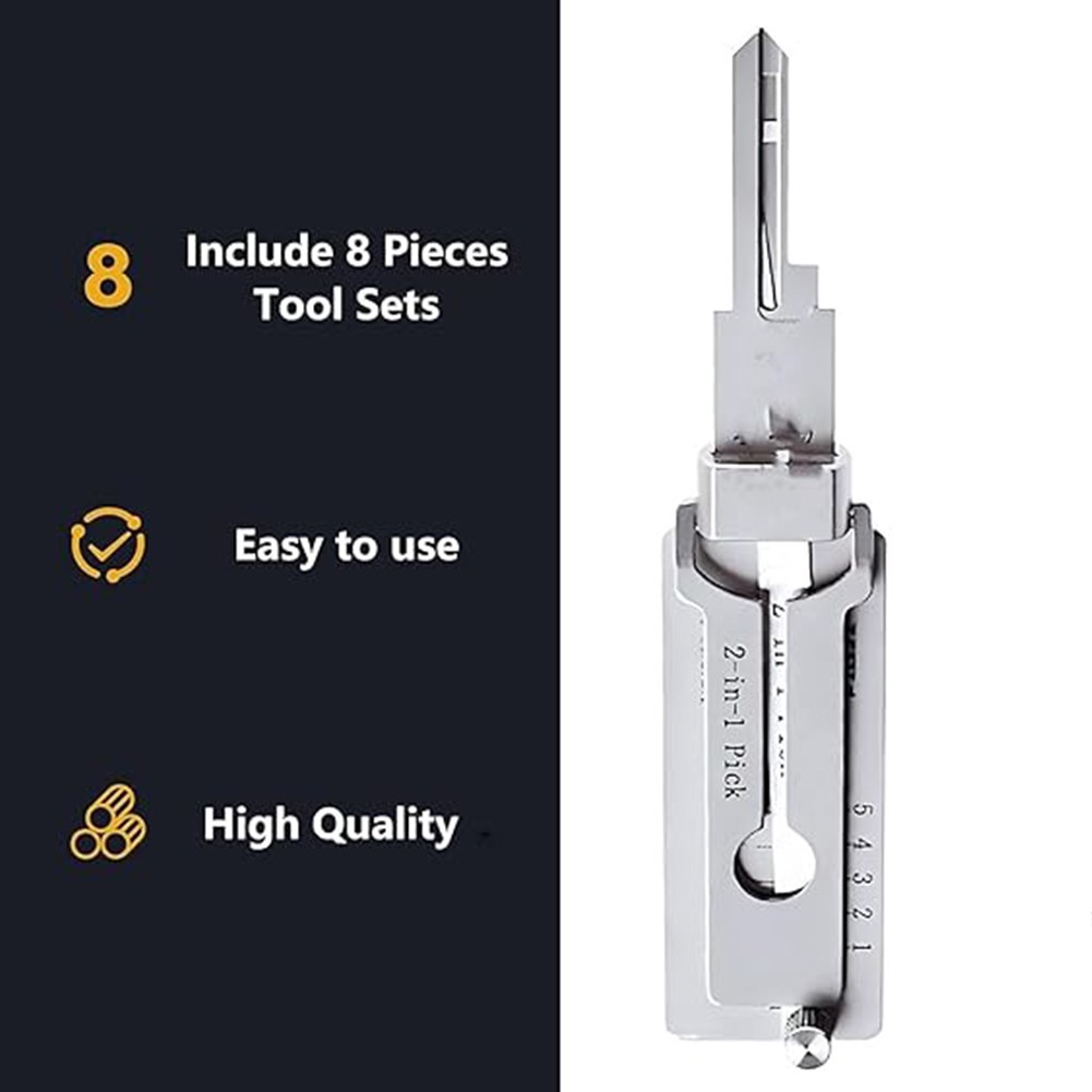 Key Decoder 2 In 1 Portable Lock Picking Set Hook And Pickup Tool Kit Ergonomic