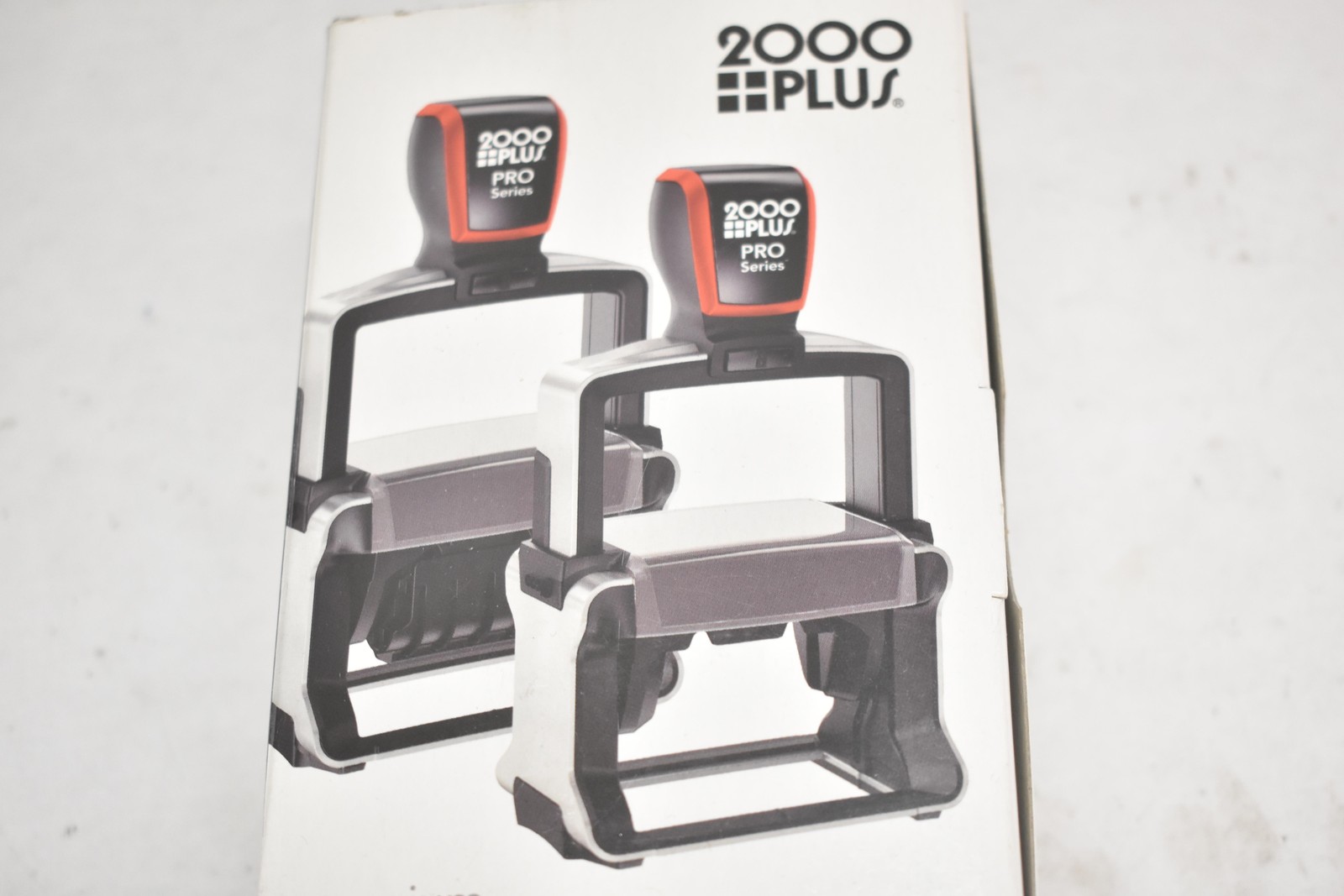PLUS 2000 Plus Pro Series Self-Inking Date Stamp Band Shield Black Red Office