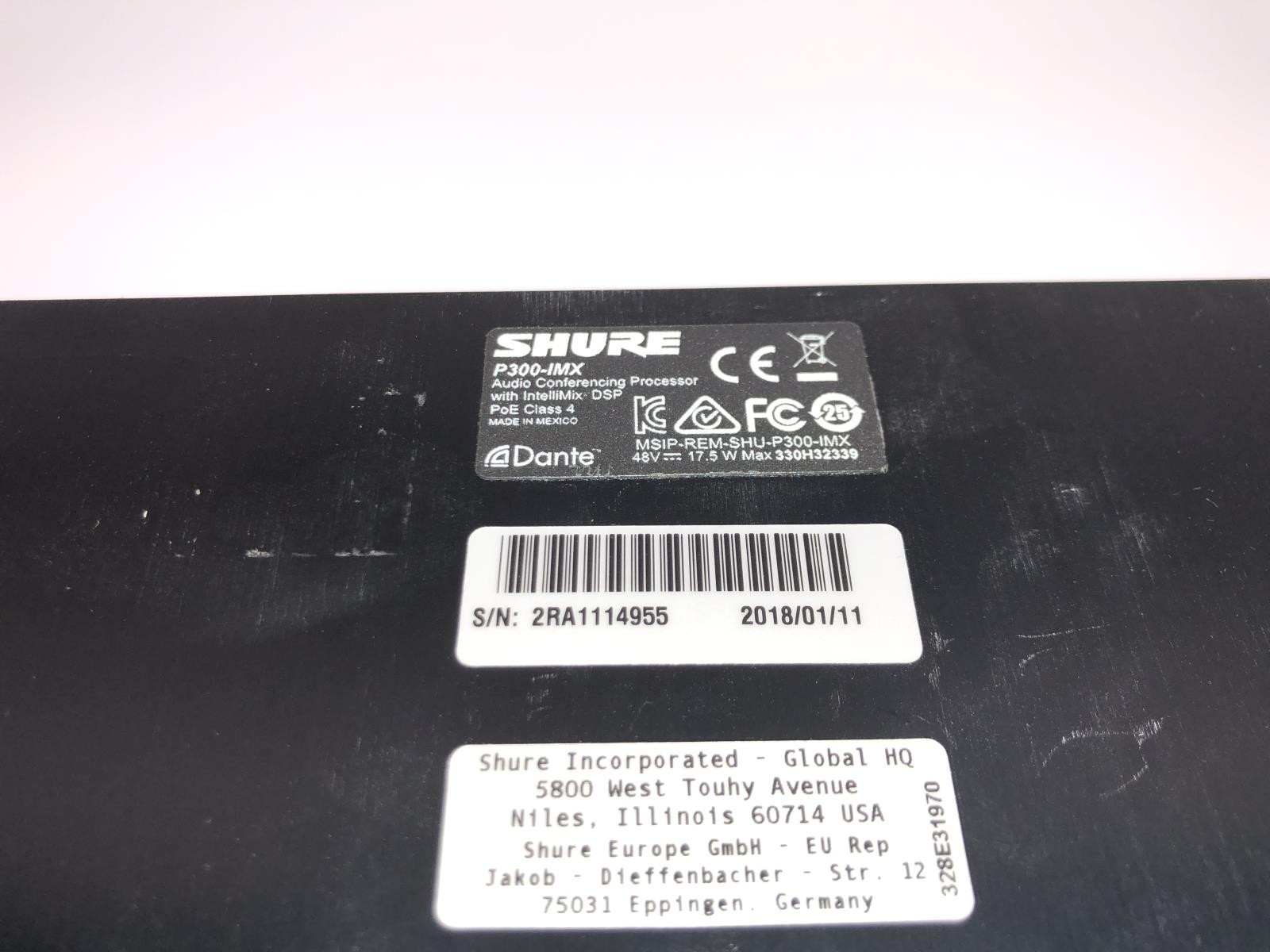 Shure P300-IMX Intellimix Audio Conferencing Processor with Dante