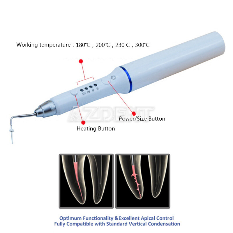 Dental Cordless Gutta Percha Obturation System Endo Heated Pen Handle/4pcs Tips