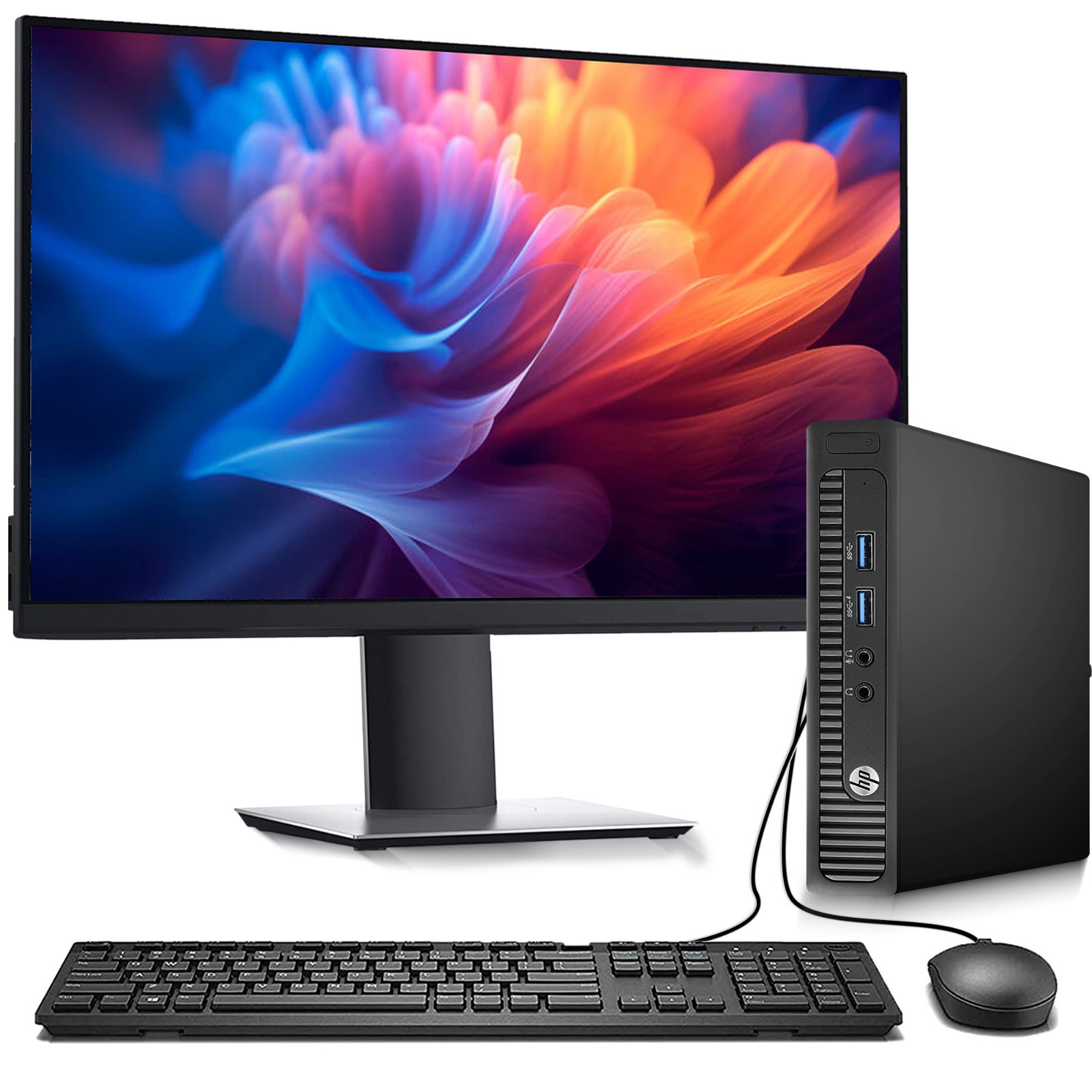 Hp EliteDesk G1 Mini Desktop PC Core i3 i5 16GB RAM 256GB SSD 24" LED WiFi Win11