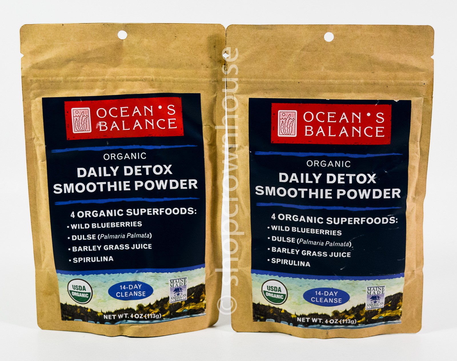 2 Ocean's Balance 4oz Organic Daily DETOX Smoothie Powder 14 day cleanse 08/2027