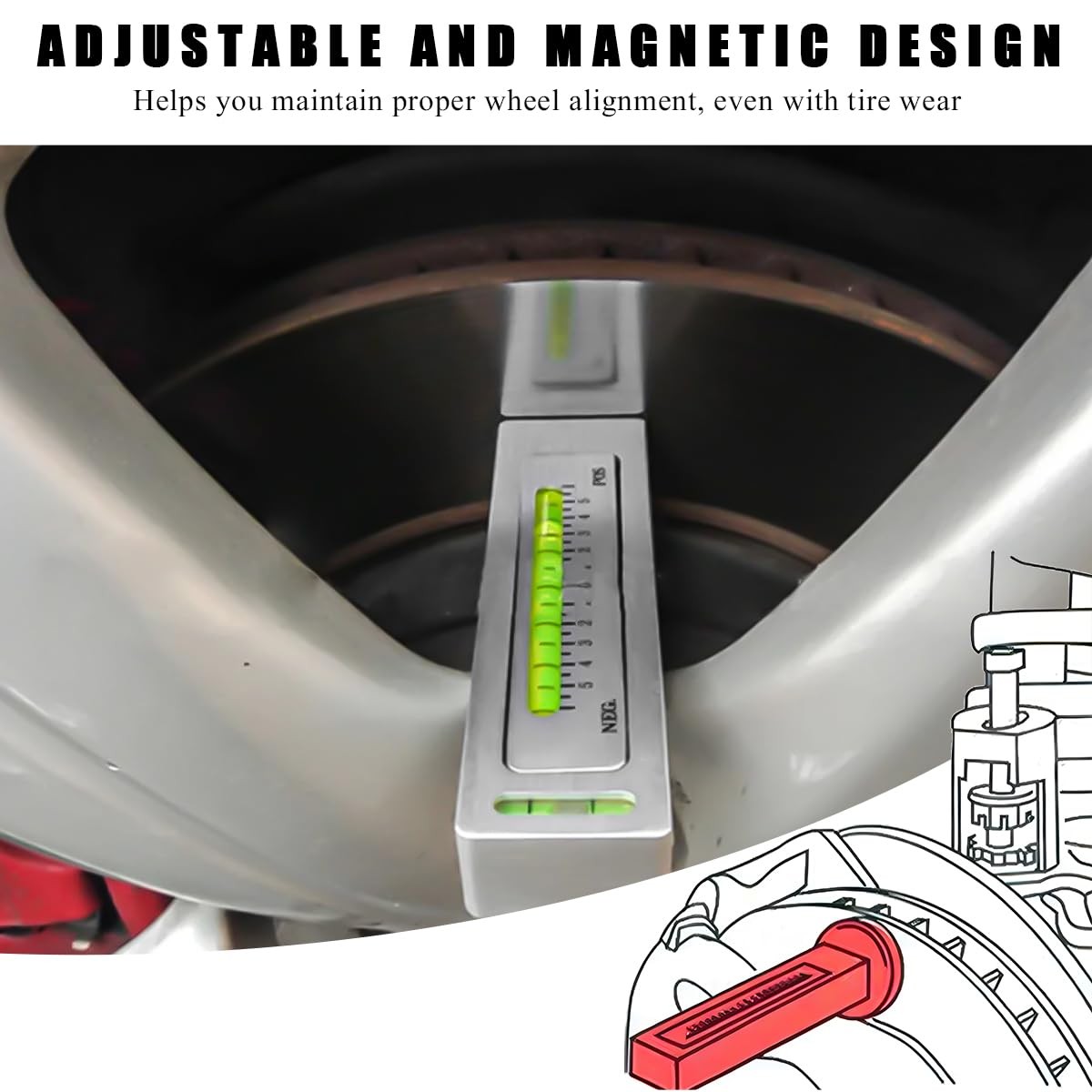 Adjustable Magnetic Gauge Tool, Camber Caster Strut Wheel Hub Alignment...