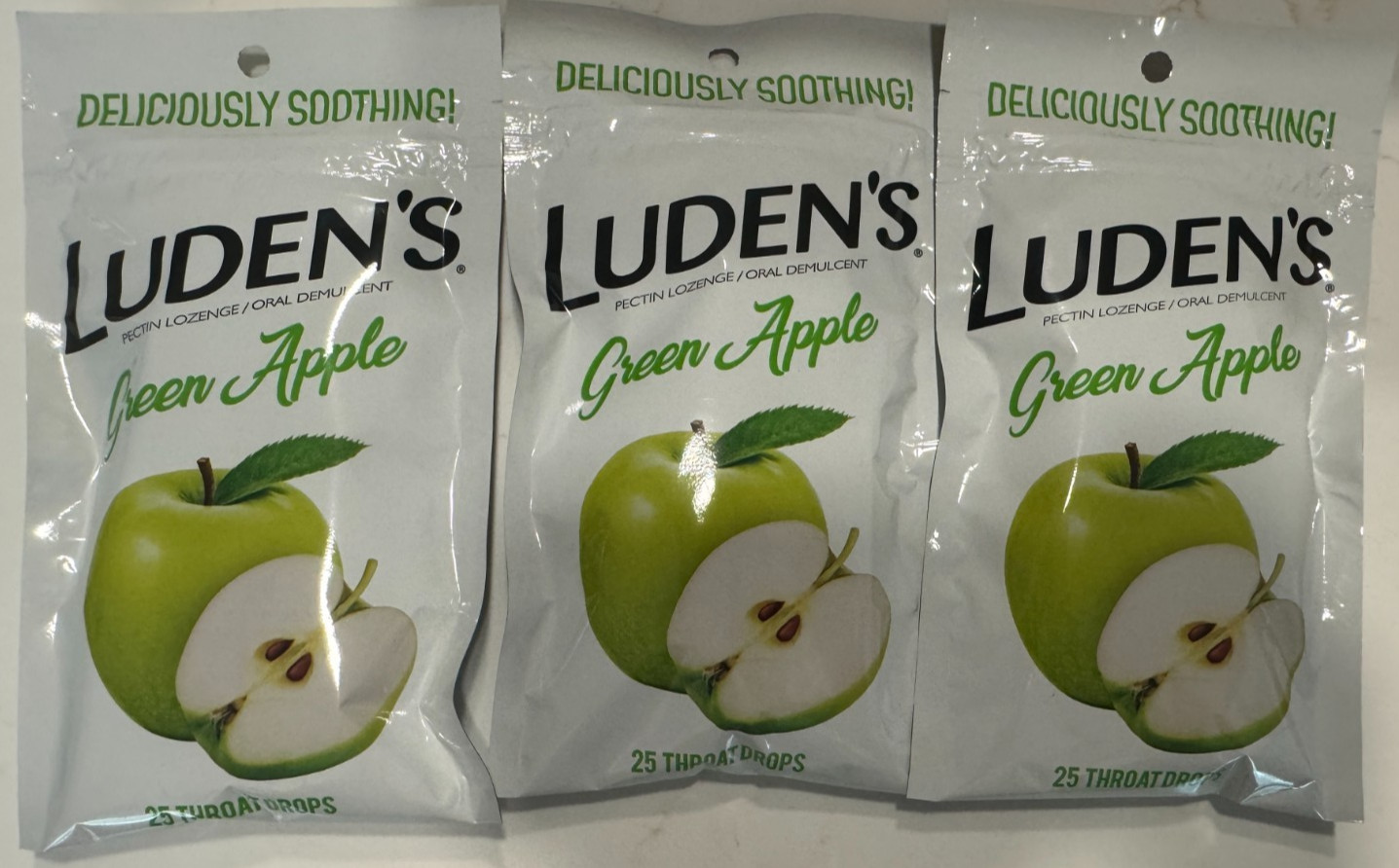 3 Bags Luden's Green Apple Flavor 25 Count- SEALED Ludens