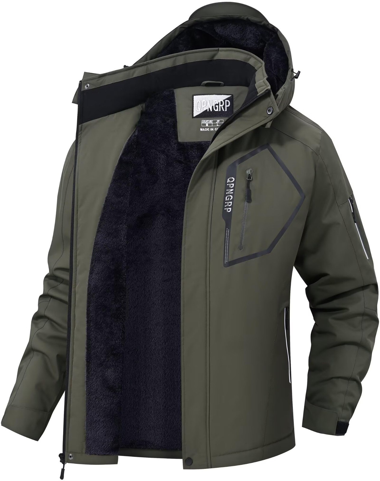 Men's Ski Jacket Waterproof Insulated Winter Coat 5 Zipper Pockets Army 3X-Large