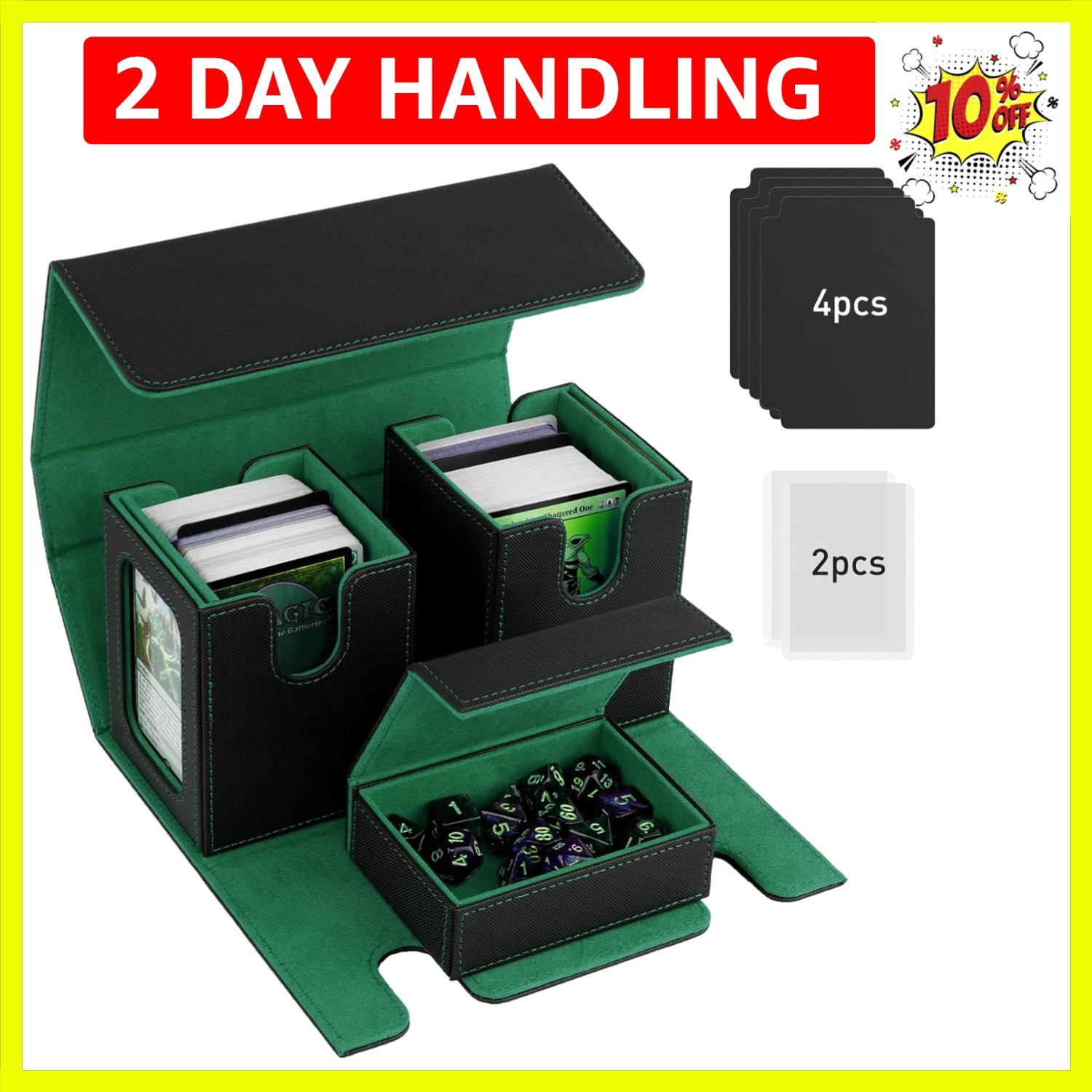 MTG Deck Box, Commander Deck Case Fits 200+ Double-Sleeved Cards, Magnetic Le...