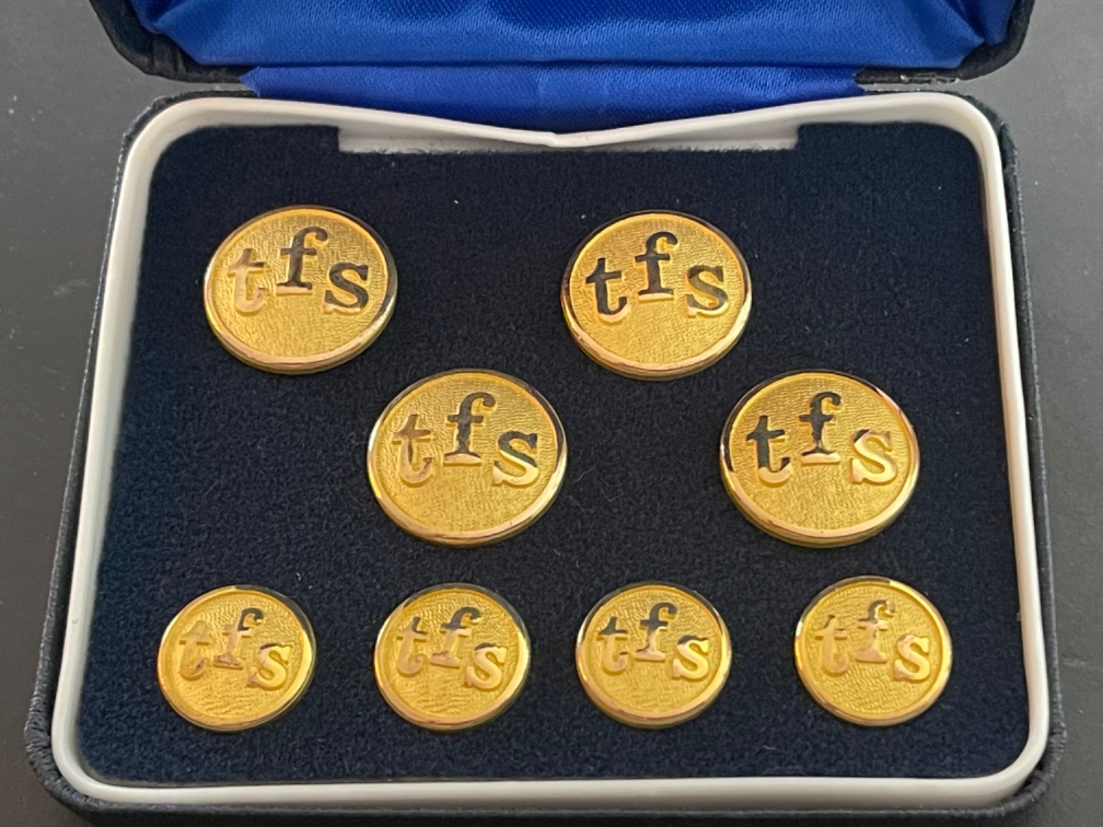 Brass Buttons & Cufflinks with Transamerica Financial Services Initialing