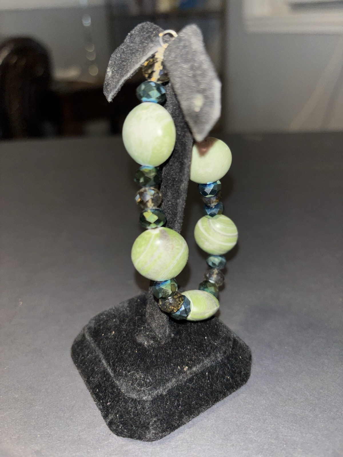 Beautiful beaded bracelet polished green gemstones