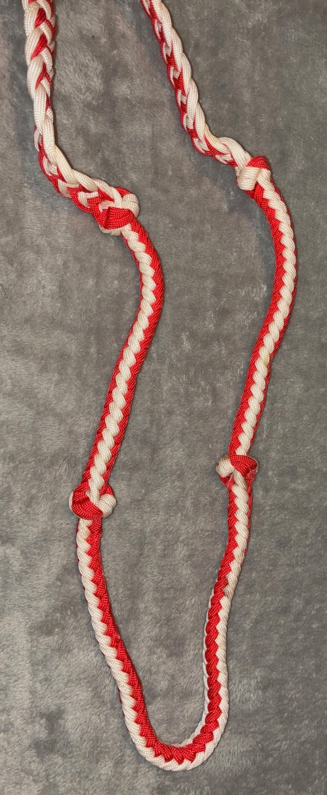 NEW RED & WHITE BRAIDED BARREL REINS 8'
