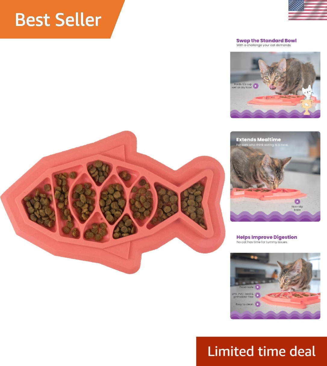 Interactive Slow Feeder Mat for Cats – Non-Slip, ½ Cup, Safe for All Life Stages