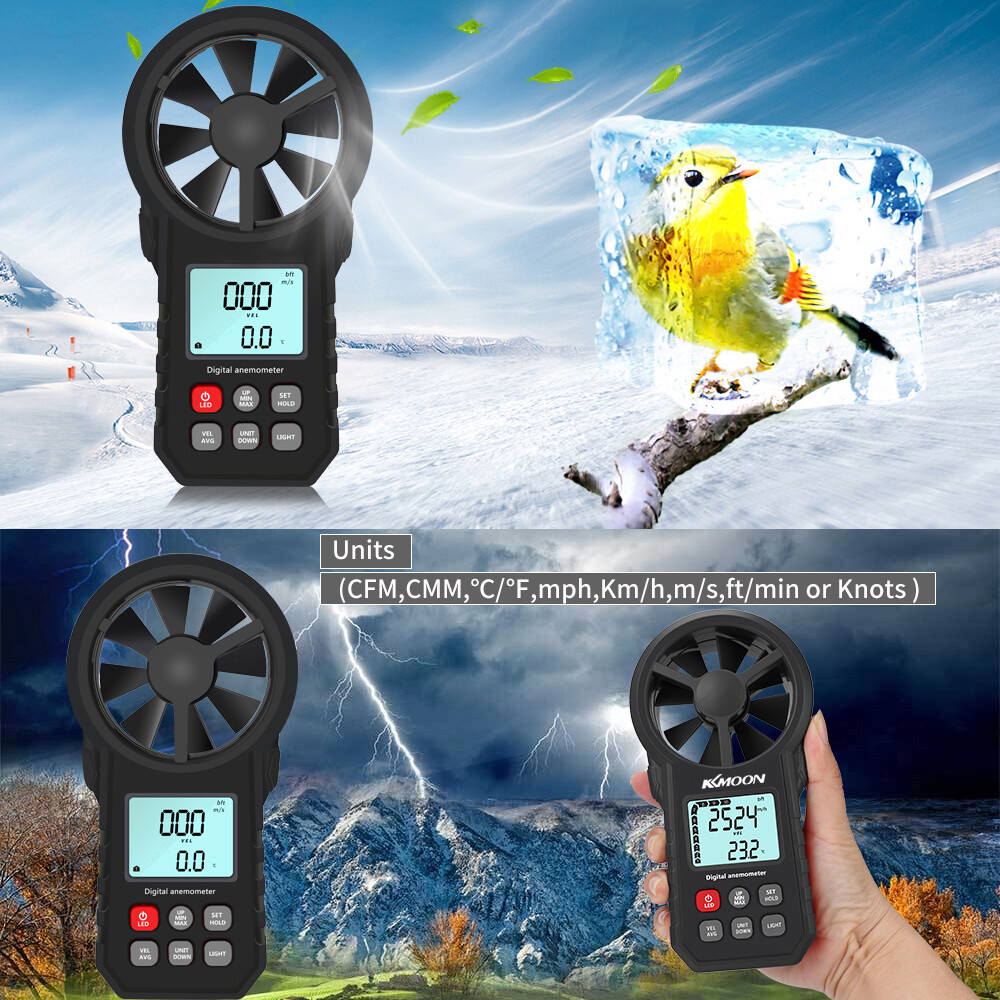 Handheld Anemometer Portable Wind Meter CFM Meter Wind Gauge with LCD T1C8