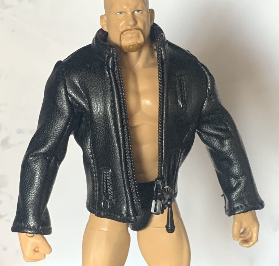 WWE Black Custom Leather Jacket Coat Accessory Mattel Figure Clothes 1:12 F4