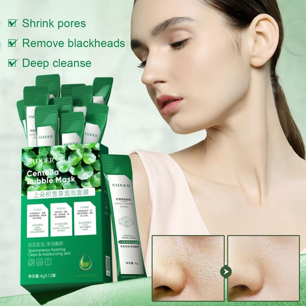 12pcs Bubble Face Sheet Masque Centella Bubble Mask (green)- Oil Control J5O6