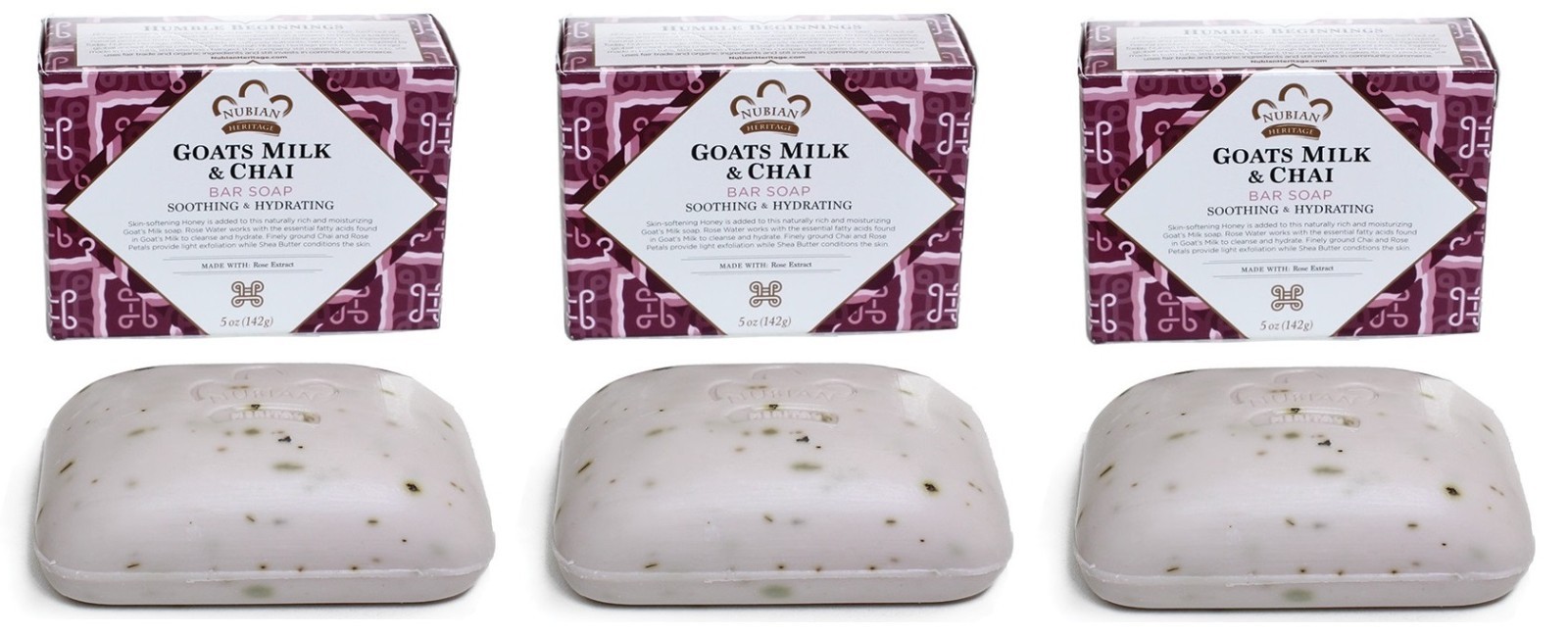 Pack of 3 - Nubian Heritage Goat Milk & Chi Soap -5 oz each