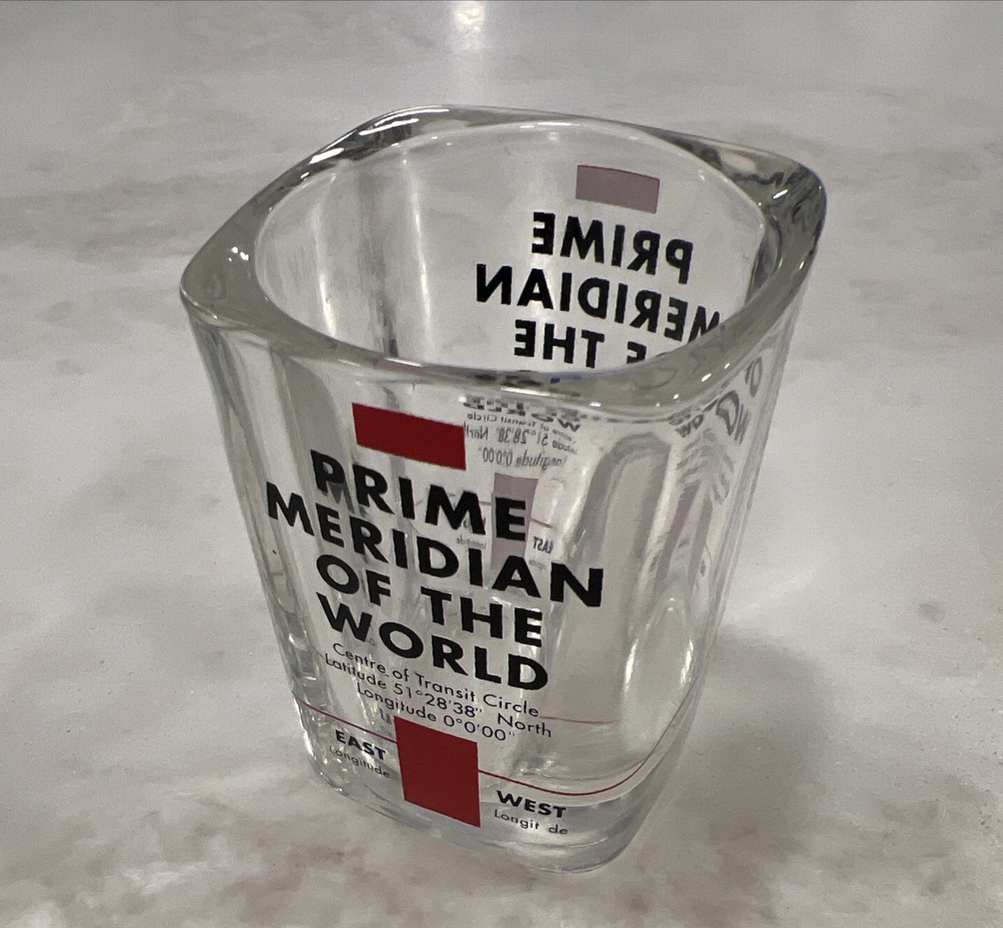 Vintage Prime Meridian of World 0* Longitude Shot Glass Centre Transit East West