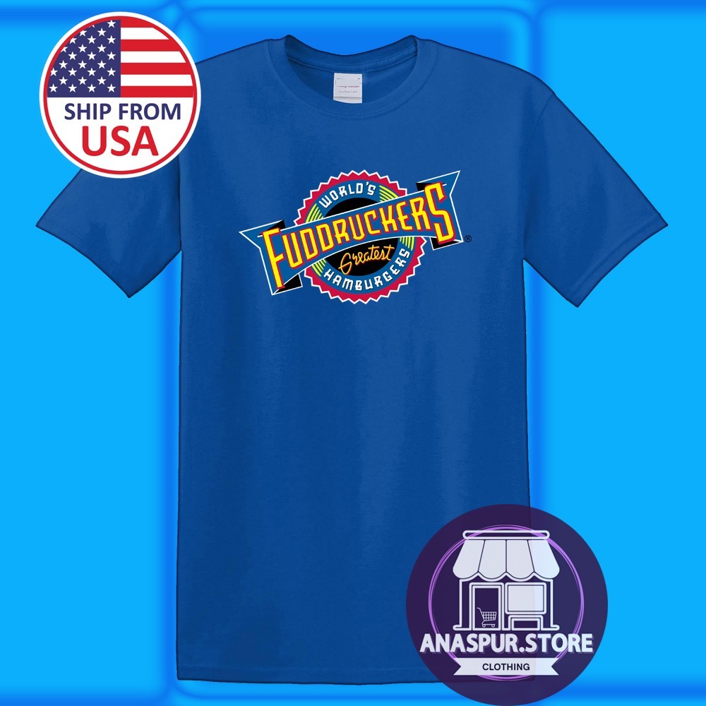 World's Fuddruckers Greatest Hamburgers Men's Blue Size S-5XL