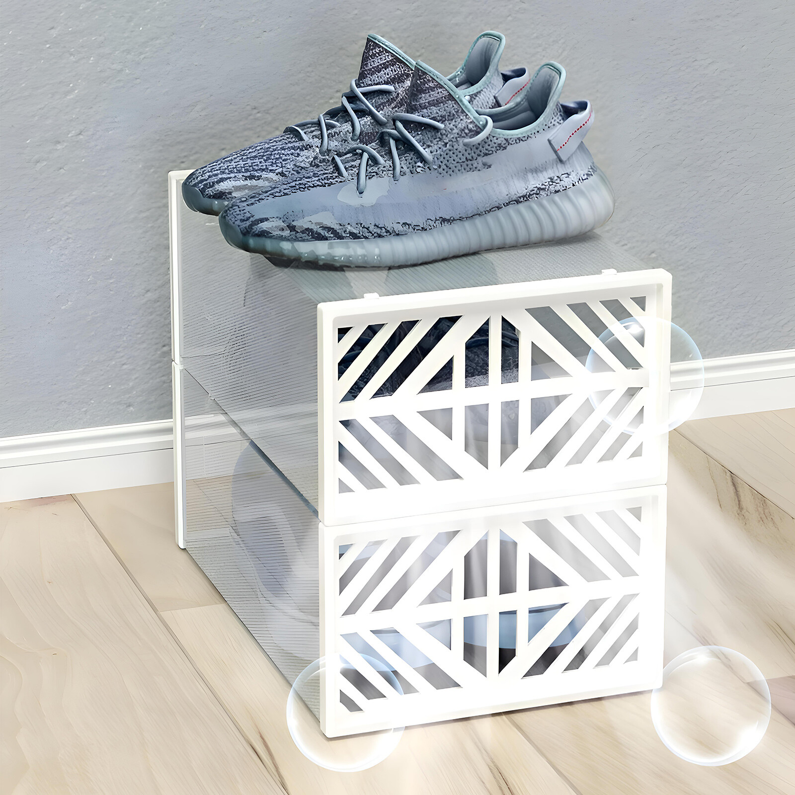 20* Stackable Shoe Storage Box Durable Plastic Sneaker Display Case Organizer