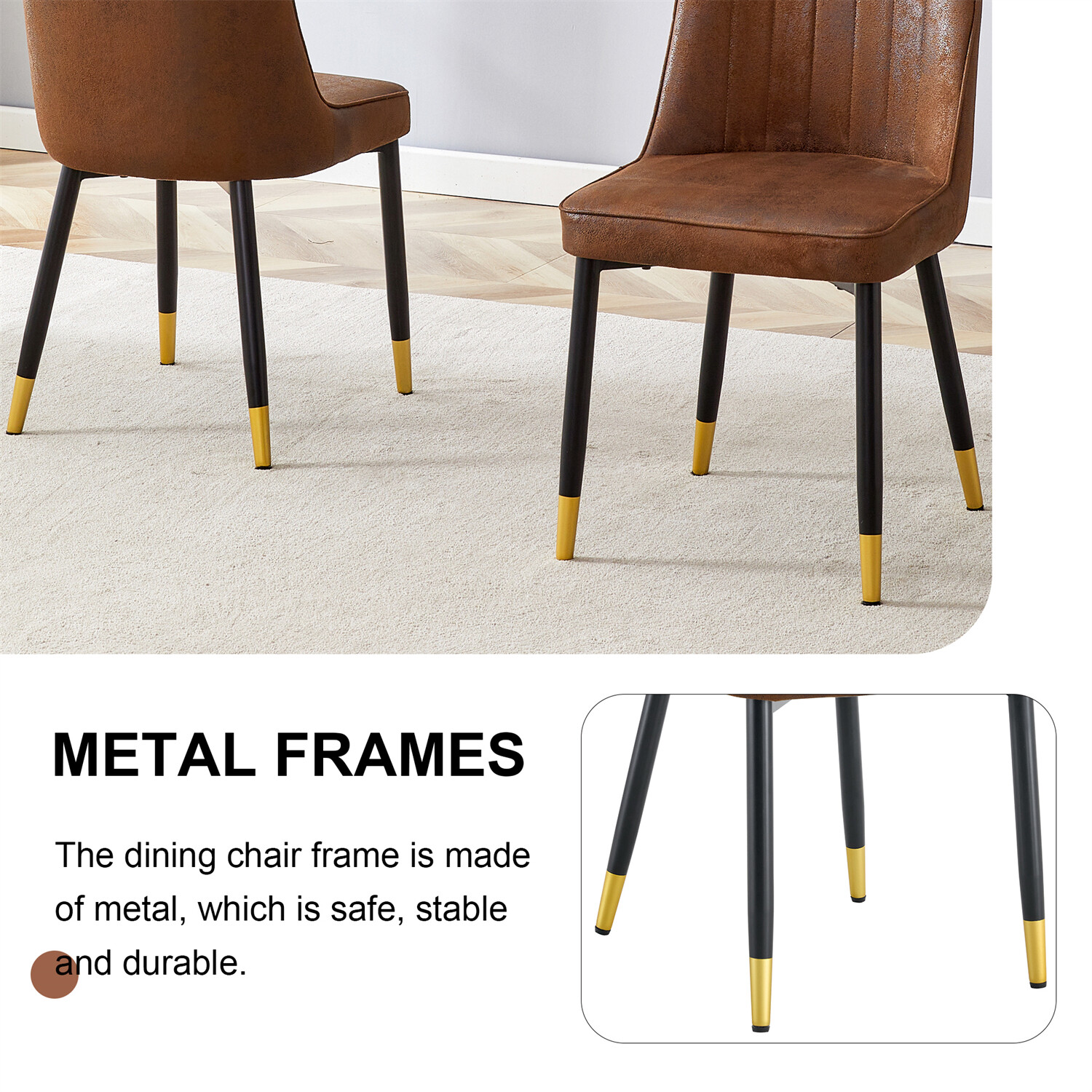 Set of 2/4 Dining Chairs Upholstered Chair w/ Metal Legs for Kitchen Dining Room