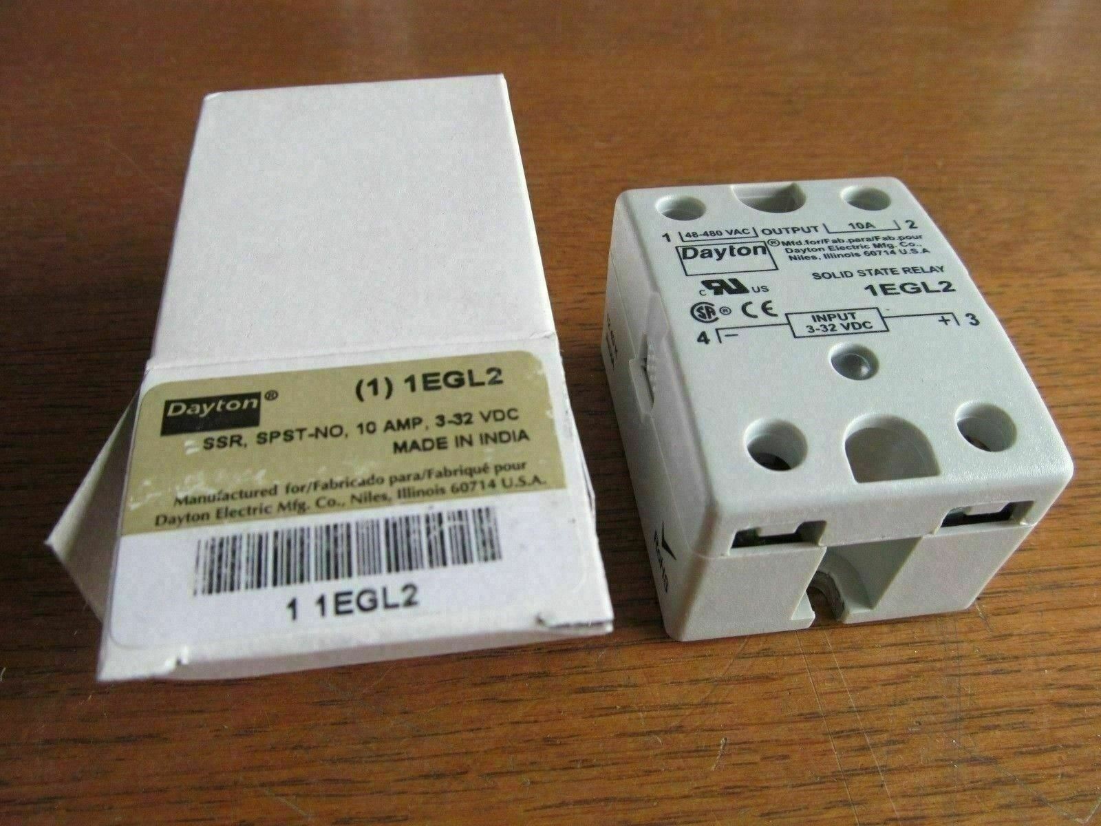 DAYTON Solid State RELAY SCR Puck Sty input 3-32vdc output 48-480v #1EGL2 (#-10)