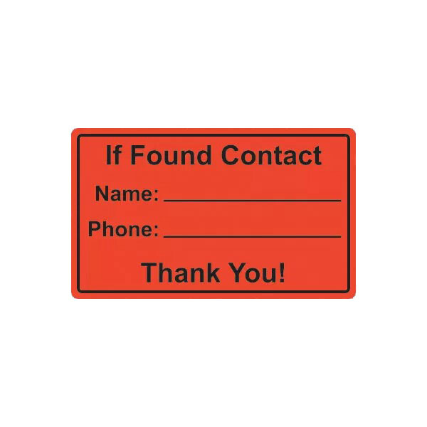 Orange If Found Contact Sticker Decal