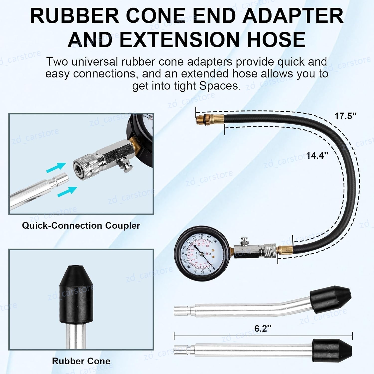 Engine Cylinder Compression Gauge Tester Kit Gas Engine Diagnostic Testing Tool