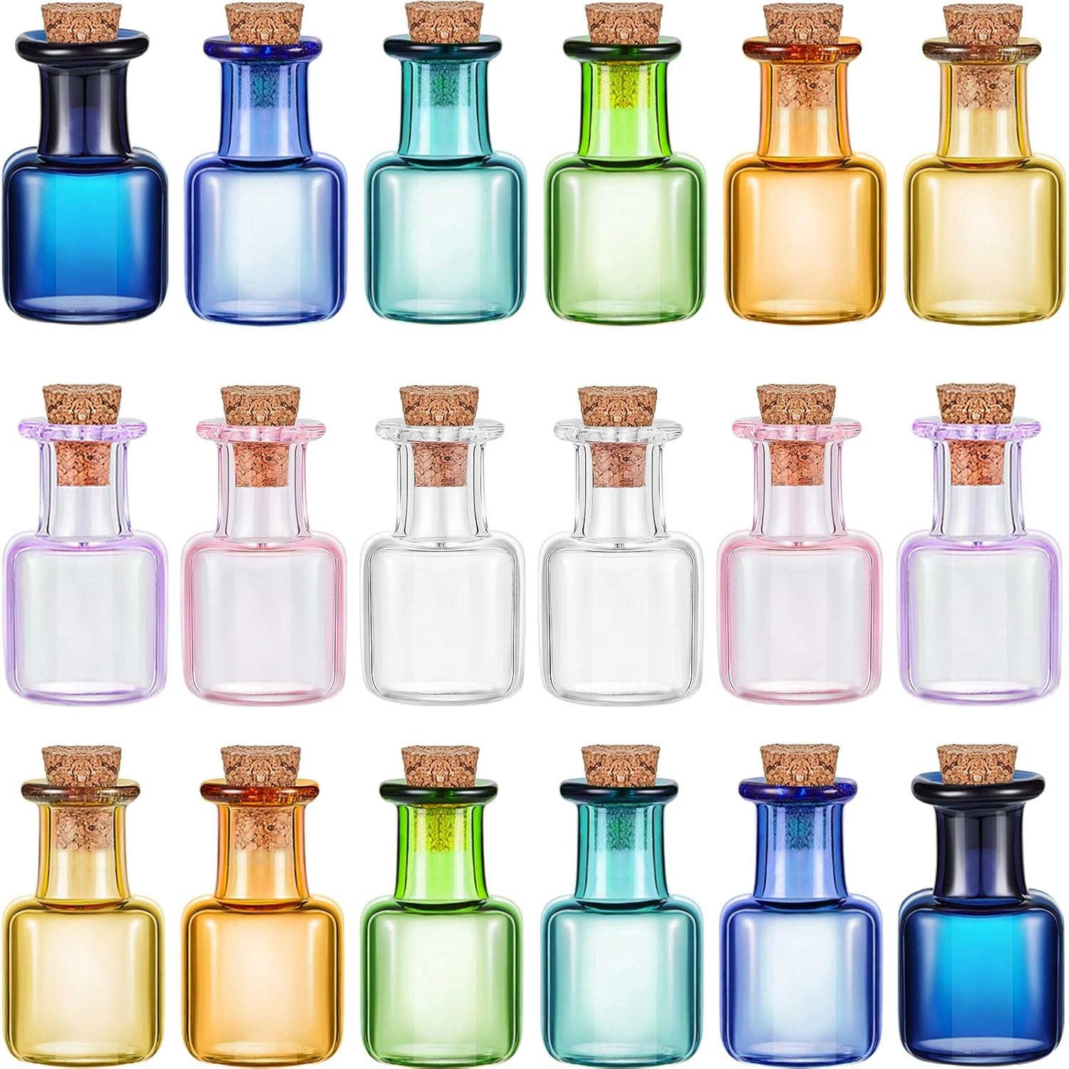 Patelai 18 Pieces Colored Tiny Spell Jars Glass Mini Potion Bottles with Cork St