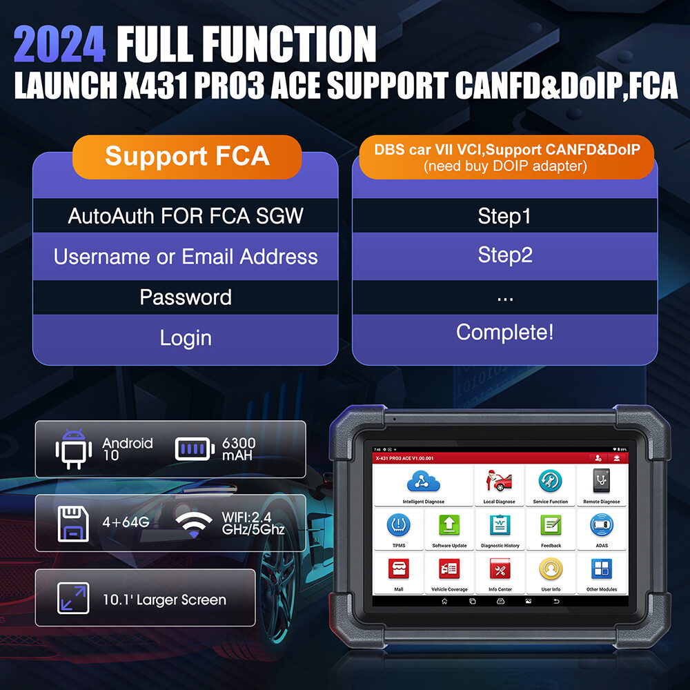 Launch X431 PRO3 ACE Pro 5 Bidirectional Car OBD2 Diagnostic Scanner Ke.y Coding
