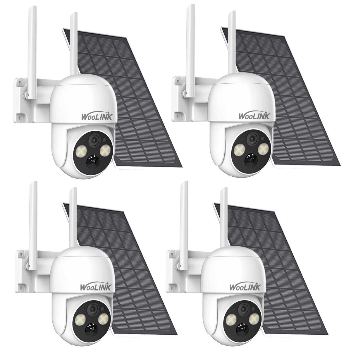 4pcs Wireless Solar Security Camera WiFi Camera System PTZ Audio IP Camera 360°