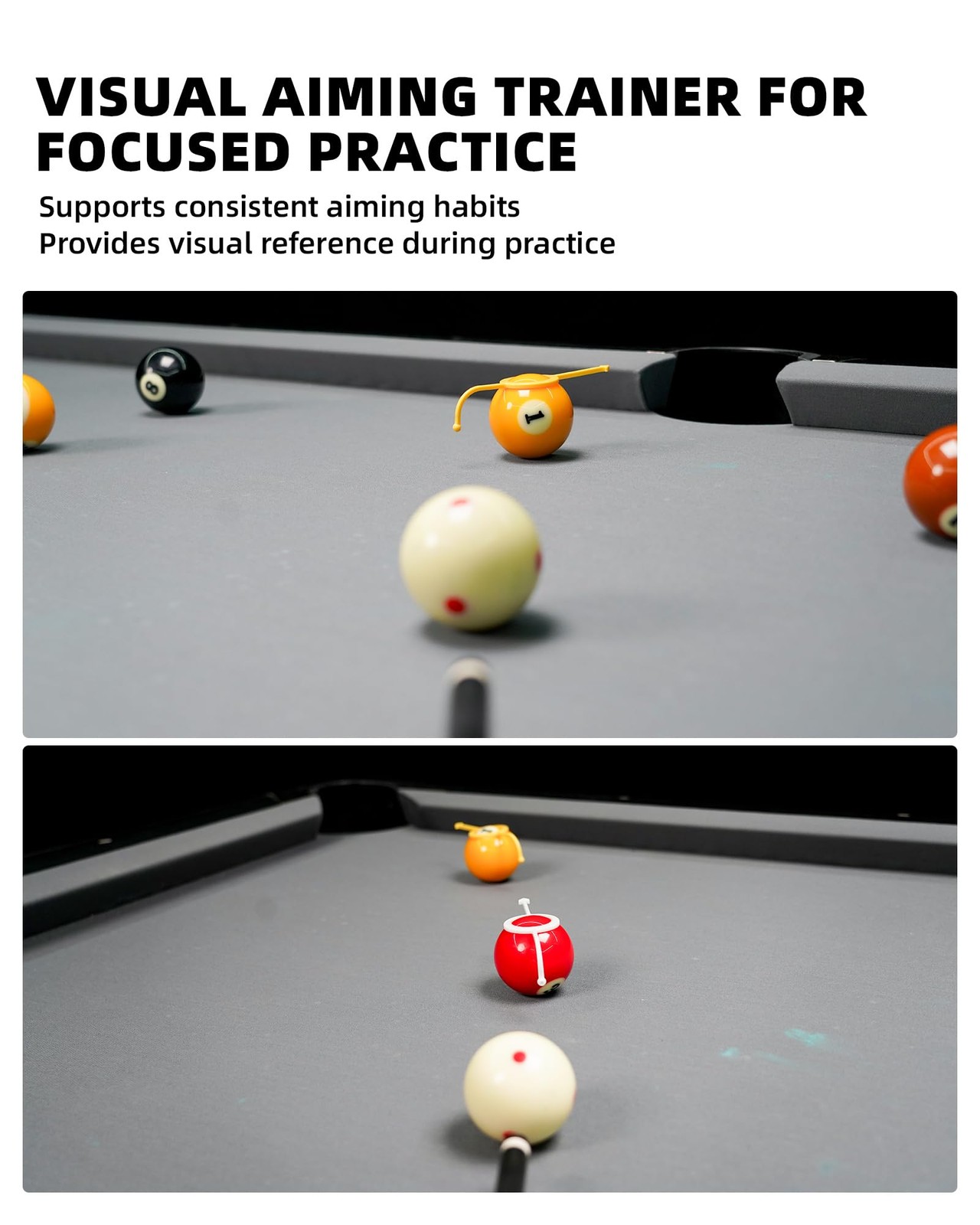 3-Pack Billiards Aiming Trainer for Pool Cue Precision Practice & Skill