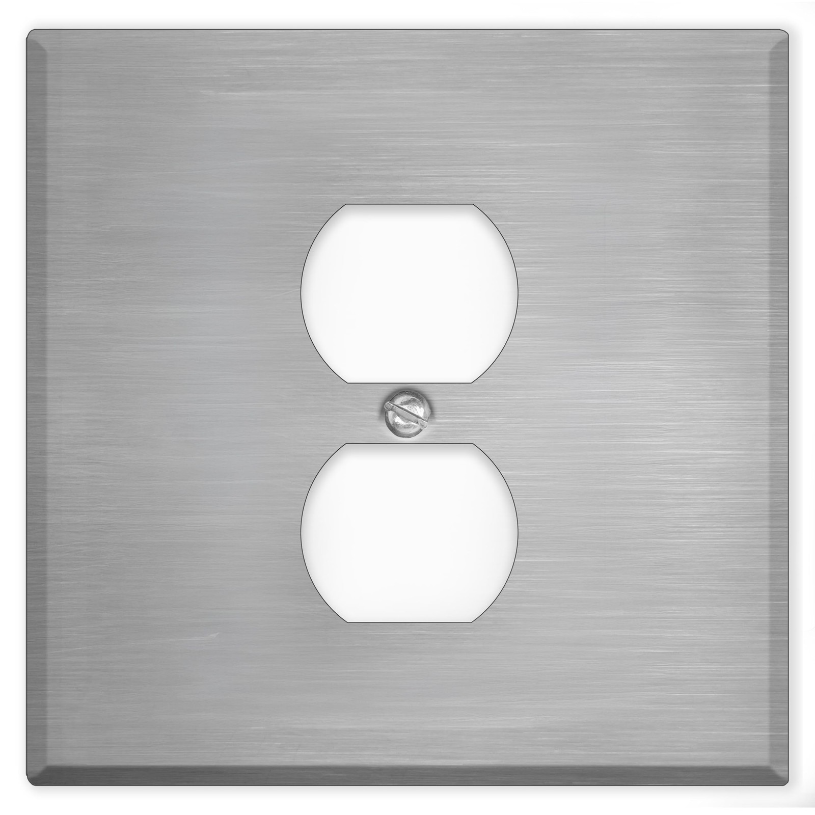 Stainless Steel Centered Duplex Receptacle Wall Plate, 2-Gang With Centered Devi